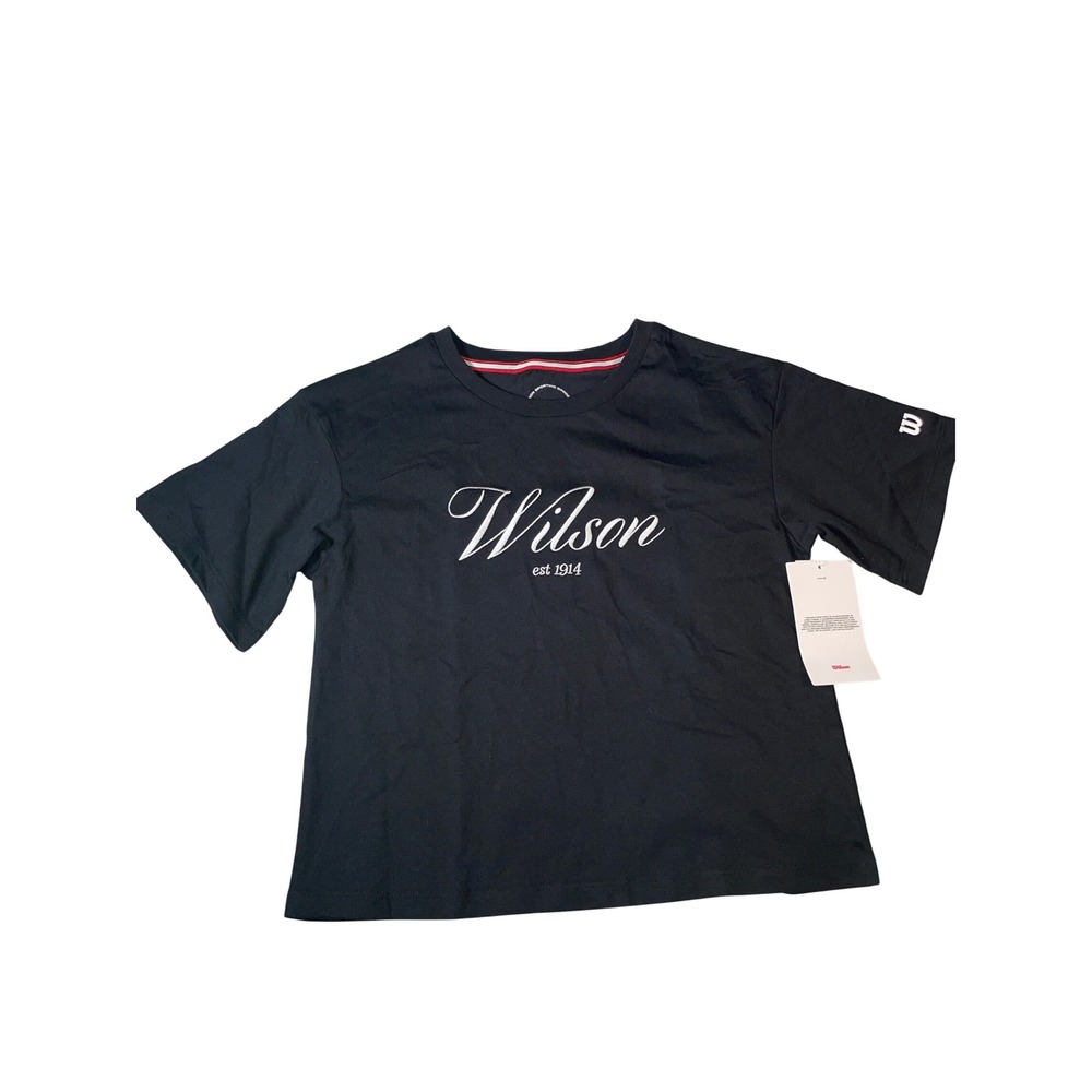 Wilson Sporting Goods Kids Graphic T-Shirt Black Short Sleeve Script Logo Size M